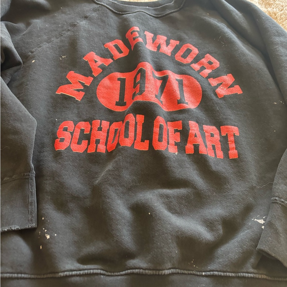 MadeWorn Black Crewneck with Red 'School of Art' Graphic